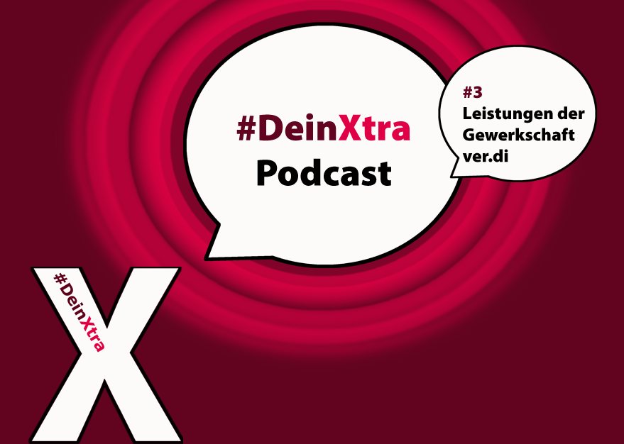 #3 Das Bild zeigt ein Signet für den #DeinXtra Podcast, das illustrieren soll, dass im Podcast gesprochen und gesendet wird.